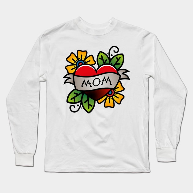 Mom Heart Tattoo Long Sleeve T-Shirt by alinabeska